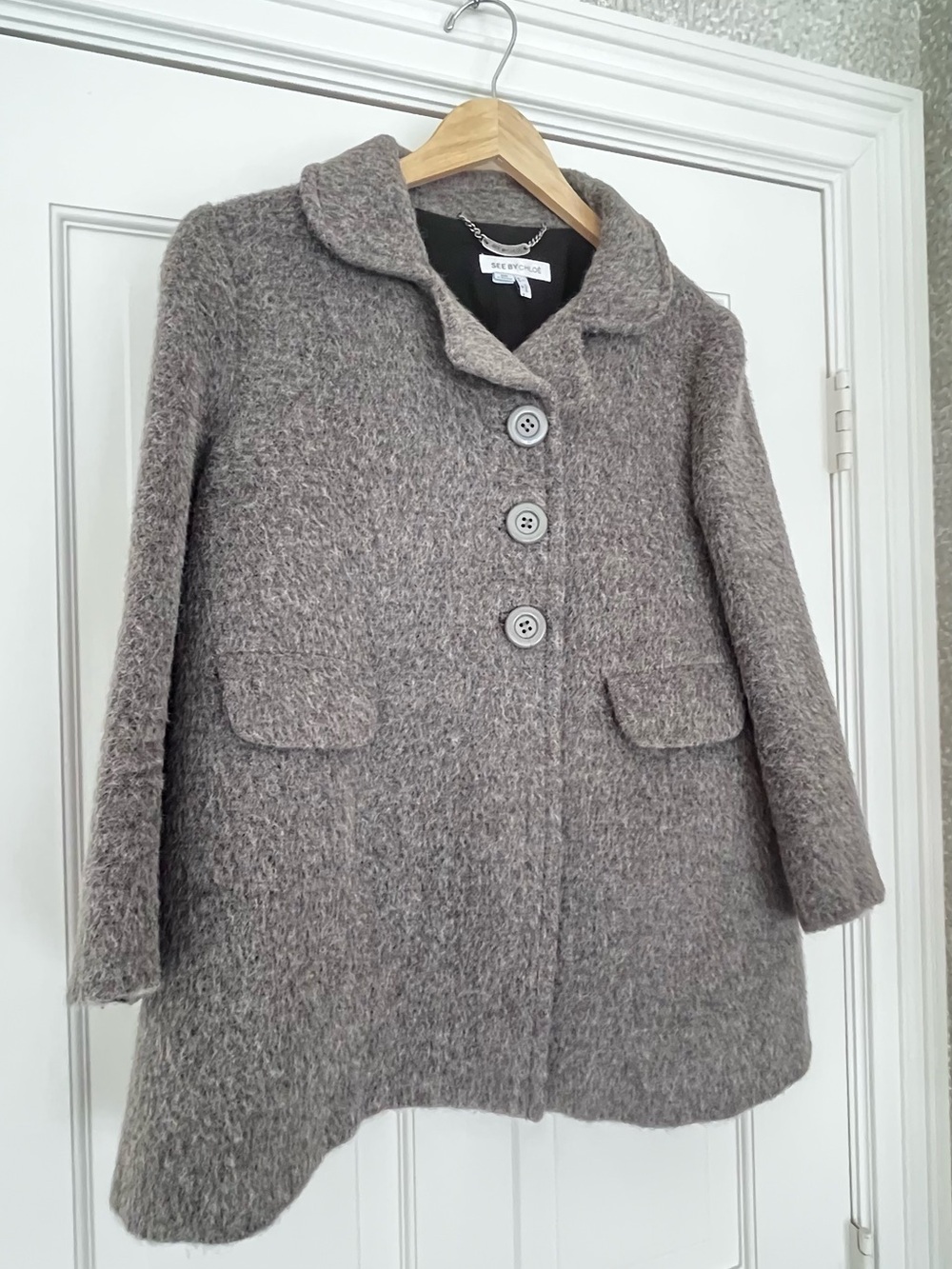 See by Chloe gray alpaca mohair wool peacoat * - Picture 2 of 14
